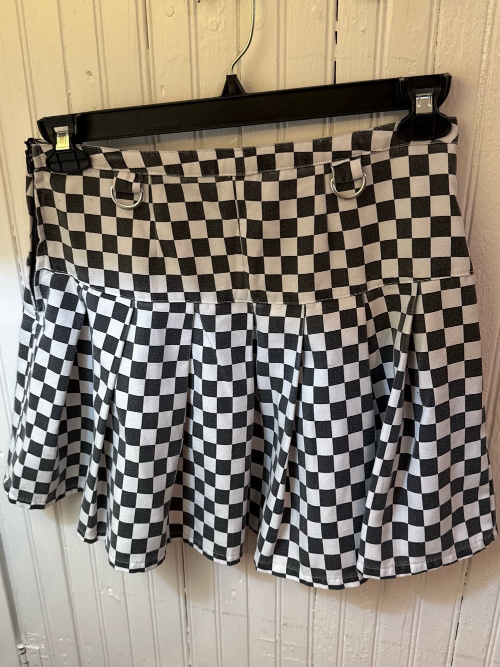 Hot Topic Black & White Checkerboard Pleated Skater Skirt
